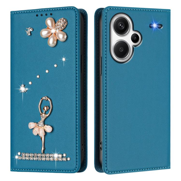 For Redmi Note 13 Pro+ 5G Ballet Girl Diamond Studded RFID Vegan Leather Phone Case