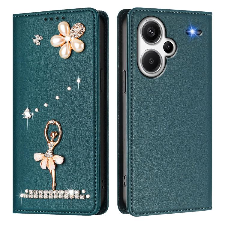 For Redmi Note 13 Pro+ 5G Ballet Girl Diamond Studded RFID Vegan Leather Phone Case