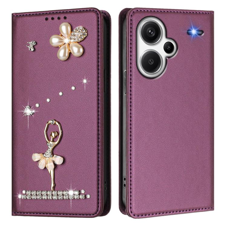 For Redmi Note 13 Pro+ 5G Ballet Girl Diamond Studded RFID Vegan Leather Phone Case