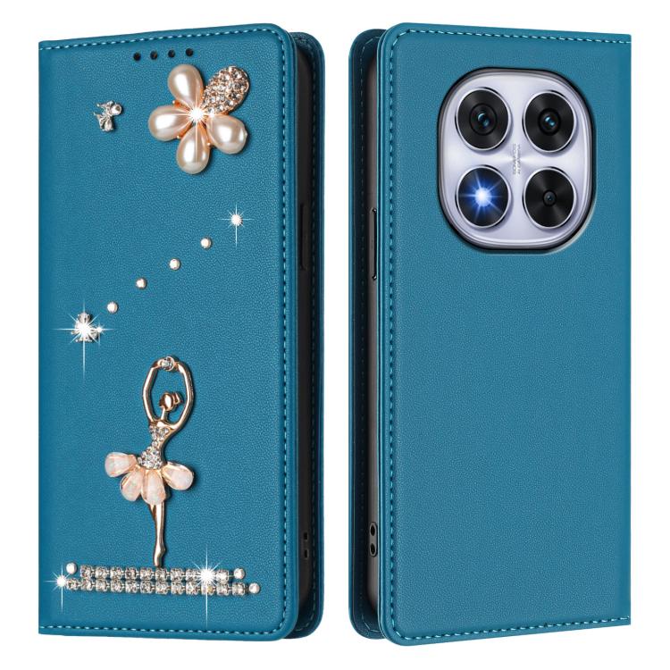 For Redmi Note 14 Pro 5G Global / 14 Pro+ 5G Ballet Girl Diamond Studded RFID Vegan Leather Phone Case