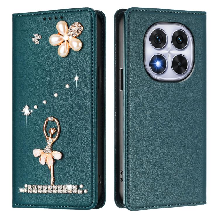 For Redmi Note 14 Pro 5G Global / 14 Pro+ 5G Ballet Girl Diamond Studded RFID Vegan Leather Phone Case