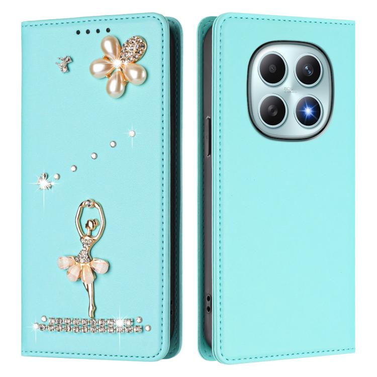 For Redmi Note 15 5G / 4G Global 164mm Ballet Girl Diamond Studded RFID Vegan Leather Phone Case