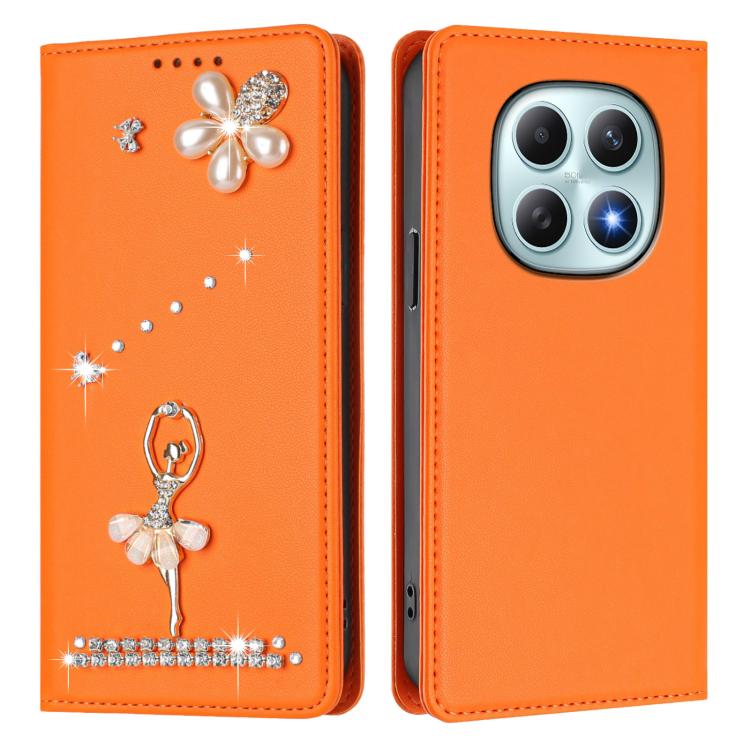 For Redmi Note 15 5G / 4G Global 164mm Ballet Girl Diamond Studded RFID Vegan Leather Phone Case