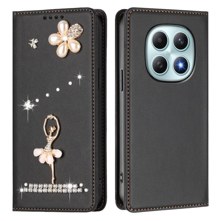 For Redmi Note 15 5G / 4G Global 164mm Ballet Girl Diamond Studded RFID Vegan Leather Phone Case