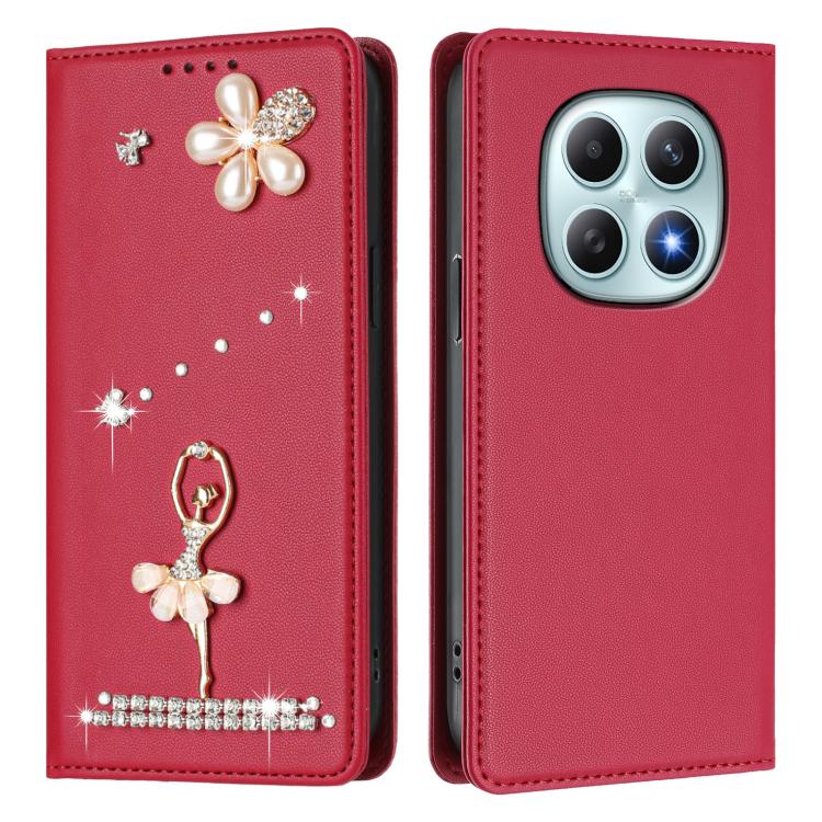 For Redmi Note 15 5G / 4G Global 164mm Ballet Girl Diamond Studded RFID Vegan Leather Phone Case