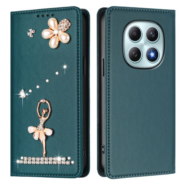 For Redmi Note 15 5G / 4G Global 164mm Ballet Girl Diamond Studded RFID Vegan Leather Phone Case