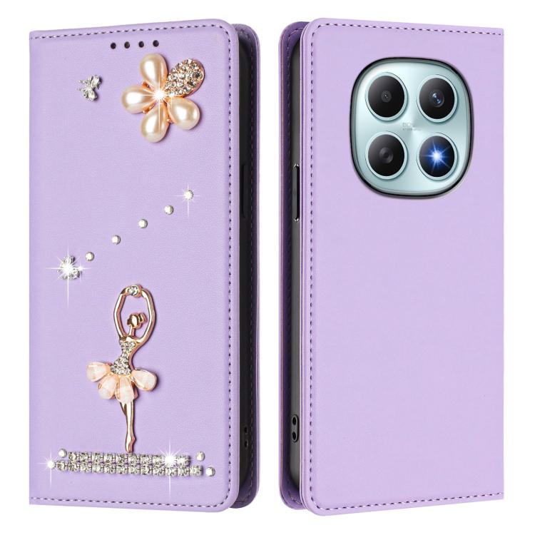 For Redmi Note 15 5G / 4G Global 164mm Ballet Girl Diamond Studded RFID Vegan Leather Phone Case