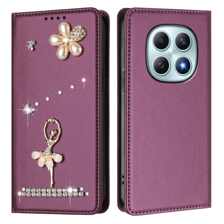 For Redmi Note 15 5G / 4G Global 164mm Ballet Girl Diamond Studded RFID Vegan Leather Phone Case