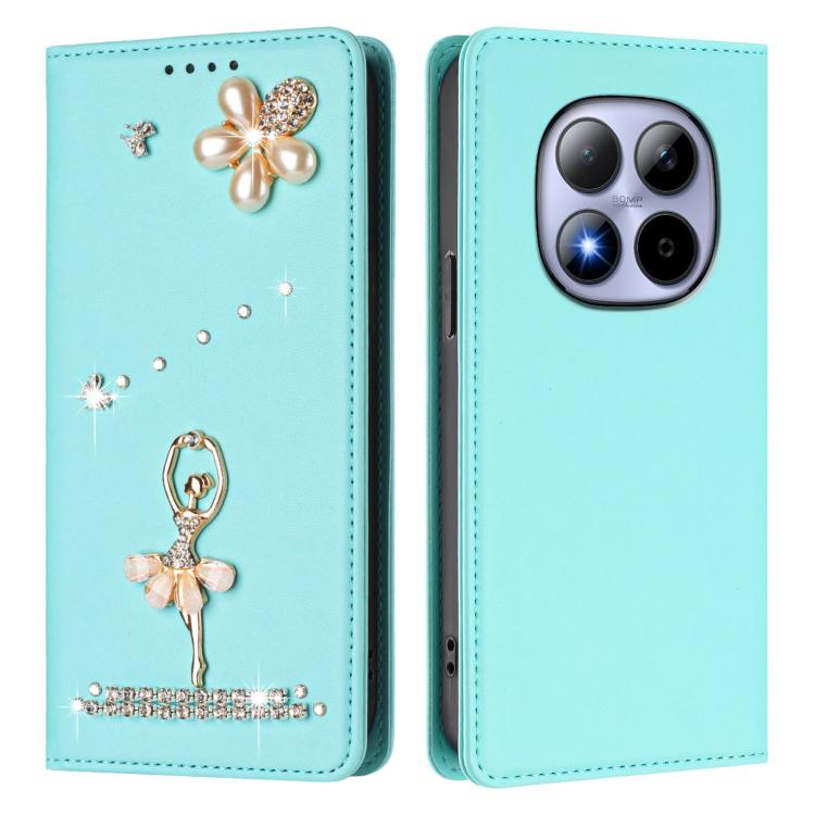 For Redmi Note 15 Pro 5G Global 163.6mm Ballet Girl Diamond Studded RFID Vegan Leather Phone Case