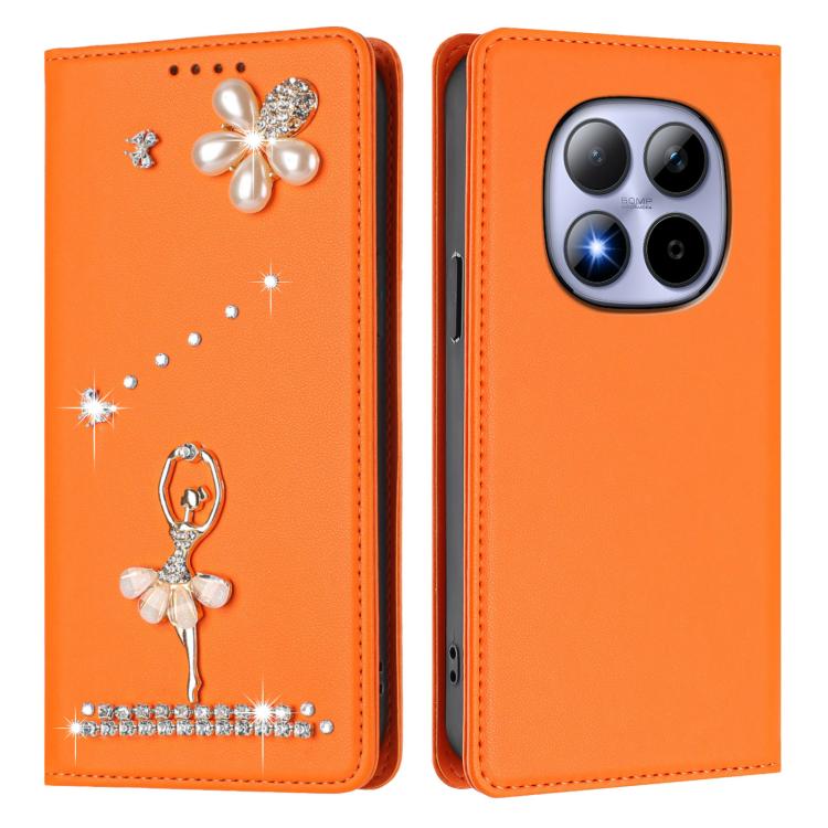 For Redmi Note 15 Pro 5G Global 163.6mm Ballet Girl Diamond Studded RFID Vegan Leather Phone Case