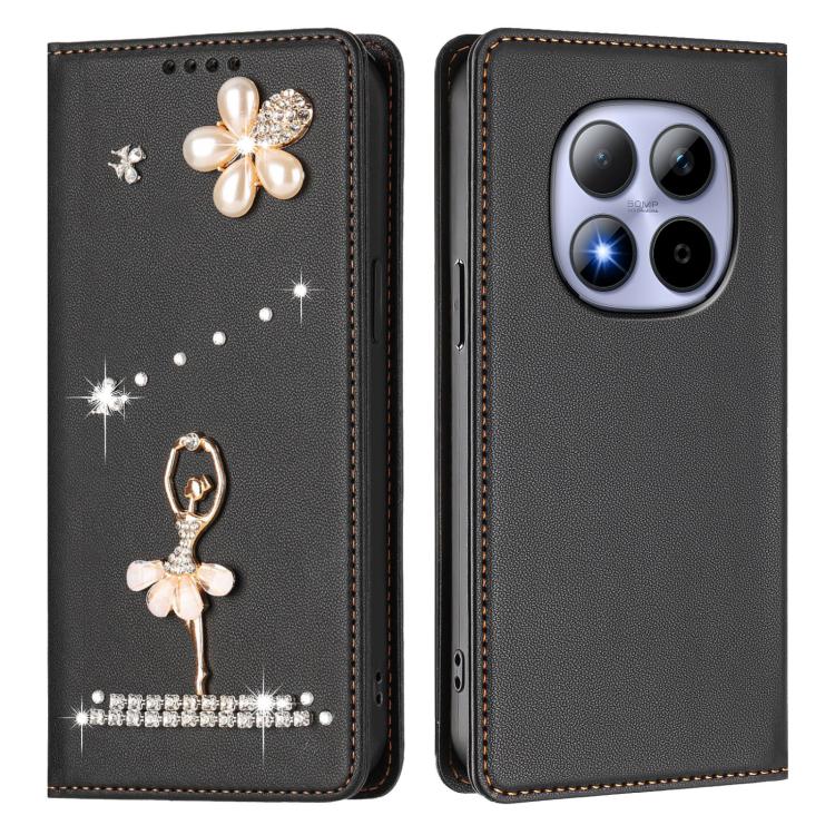 For Redmi Note 15 Pro 5G Global 163.6mm Ballet Girl Diamond Studded RFID Vegan Leather Phone Case