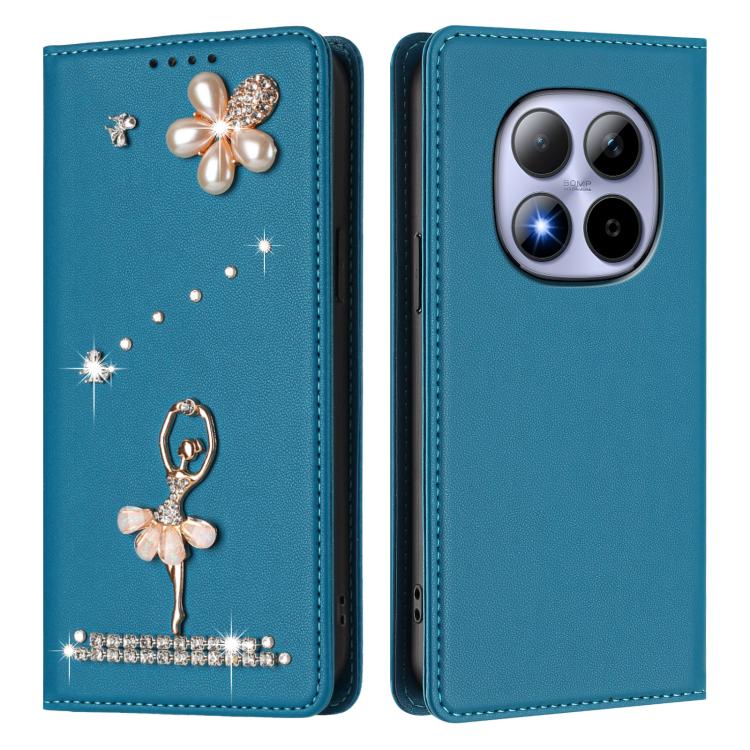 For Redmi Note 15 Pro 5G Global 163.6mm Ballet Girl Diamond Studded RFID Vegan Leather Phone Case