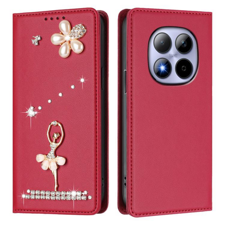 For Redmi Note 15 Pro 5G Global 163.6mm Ballet Girl Diamond Studded RFID Vegan Leather Phone Case