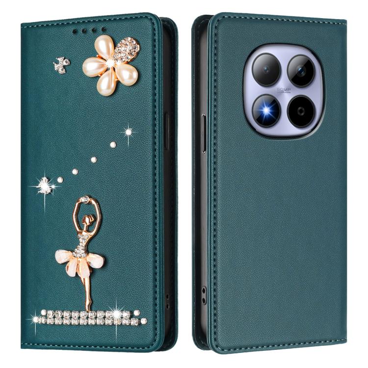 For Redmi Note 15 Pro 5G Global 163.6mm Ballet Girl Diamond Studded RFID Vegan Leather Phone Case