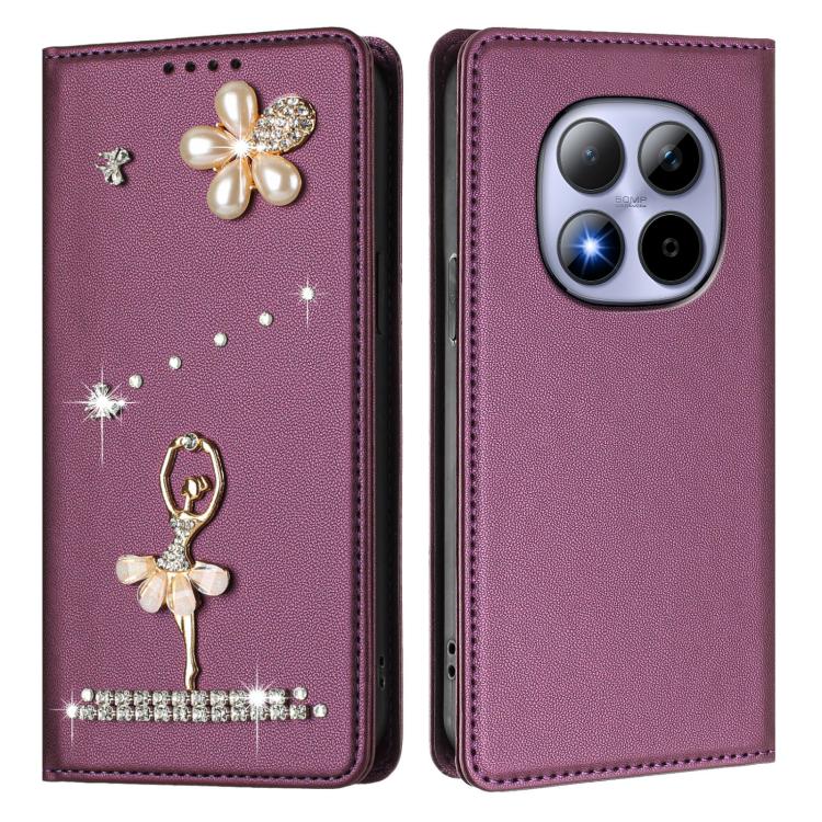 For Redmi Note 15 Pro 5G Global 163.6mm Ballet Girl Diamond Studded RFID Vegan Leather Phone Case