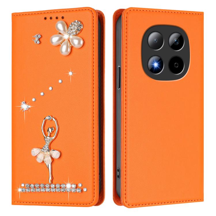 For Redmi Note 15 Pro 4G Global 163.2mm Ballet Girl Diamond Studded RFID Vegan Leather Phone Case