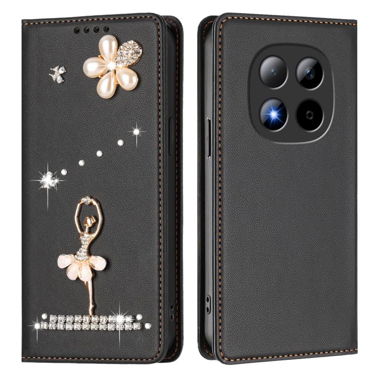For Redmi Note 15 Pro 4G Global 163.2mm Ballet Girl Diamond Studded RFID Vegan Leather Phone Case