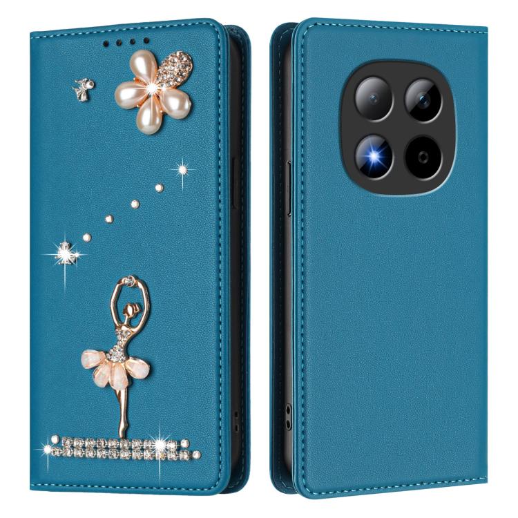 For Redmi Note 15 Pro 4G Global 163.2mm Ballet Girl Diamond Studded RFID Vegan Leather Phone Case