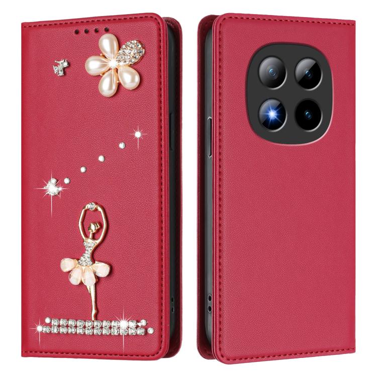 For Redmi Note 15 Pro+ 5G Global 163.3mm Ballet Girl Diamond Studded RFID Vegan Leather Phone Case