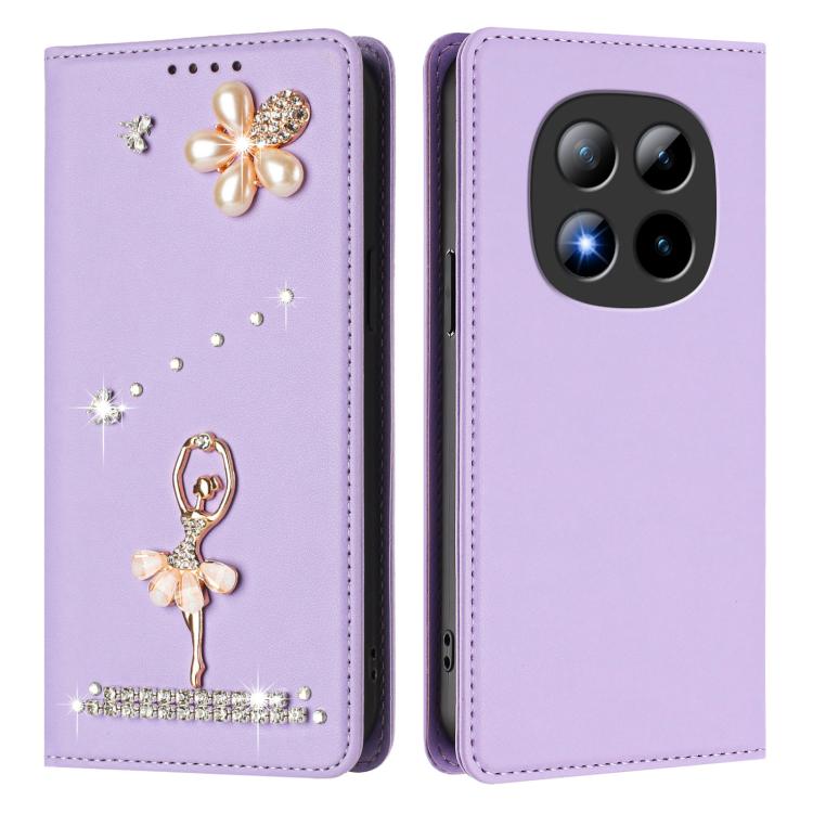 For Redmi Note 15 Pro+ 5G Global 163.3mm Ballet Girl Diamond Studded RFID Vegan Leather Phone Case