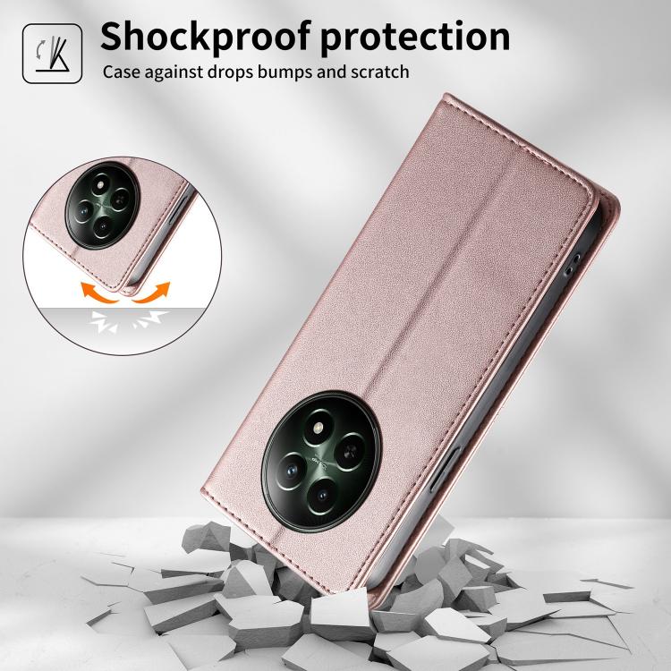 For Realme 12 5G / 12x / C65 5G Stitched Line Magnetic RFID Vegan Leather Phone Case