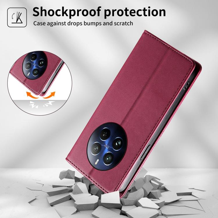 For Realme 12 Pro / Realme 12 Pro+ Stitched Line Magnetic RFID Vegan Leather Phone Case