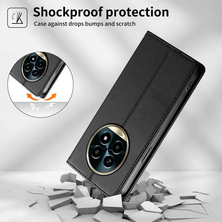 For Realme 13 Pro / Realme 13 Pro+ Stitched Line Magnetic RFID Vegan Leather Phone Case