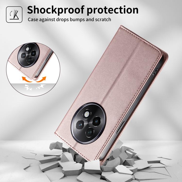 For Realme 13+ Stitched Line Magnetic RFID Vegan Leather Phone Case