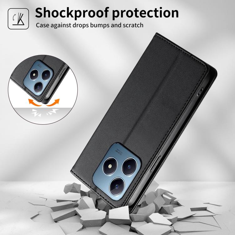 For Realme C63 4G / C61 / Note 60 Stitched Line Magnetic RFID Vegan Leather Phone Case