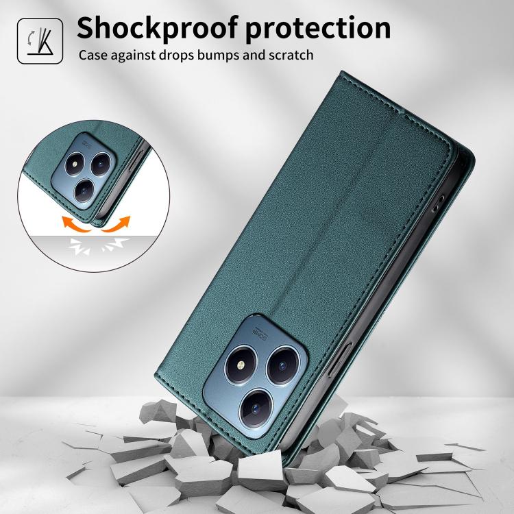 For Realme C63 4G / C61 / Note 60 Stitched Line Magnetic RFID Vegan Leather Phone Case