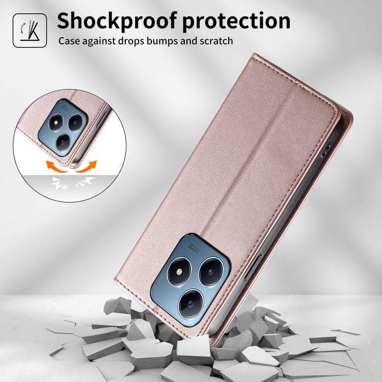 For Realme C63 4G / C61 / Note 60 Stitched Line Magnetic RFID Vegan Leather Phone Case