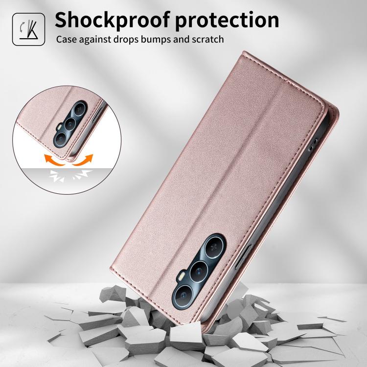 For Realme C65 4G Stitched Line Magnetic RFID Vegan Leather Phone Case