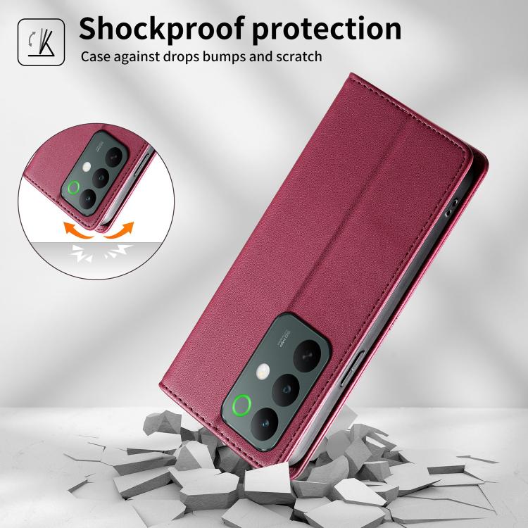 For Realme C85 Pro 4G Stitched Line Magnetic RFID Vegan Leather Phone Case