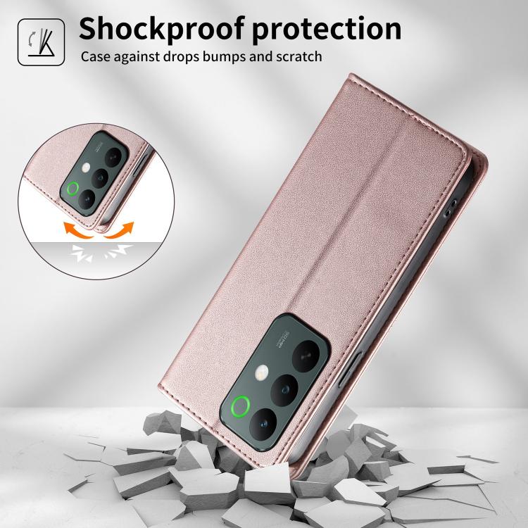 For Realme C85 Pro 4G Stitched Line Magnetic RFID Vegan Leather Phone Case
