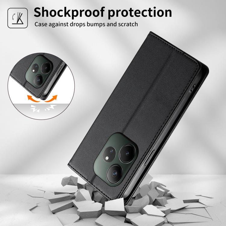 For Realme GT 6 / Realme GT 6T Stitched Line Magnetic RFID Vegan Leather Phone Case