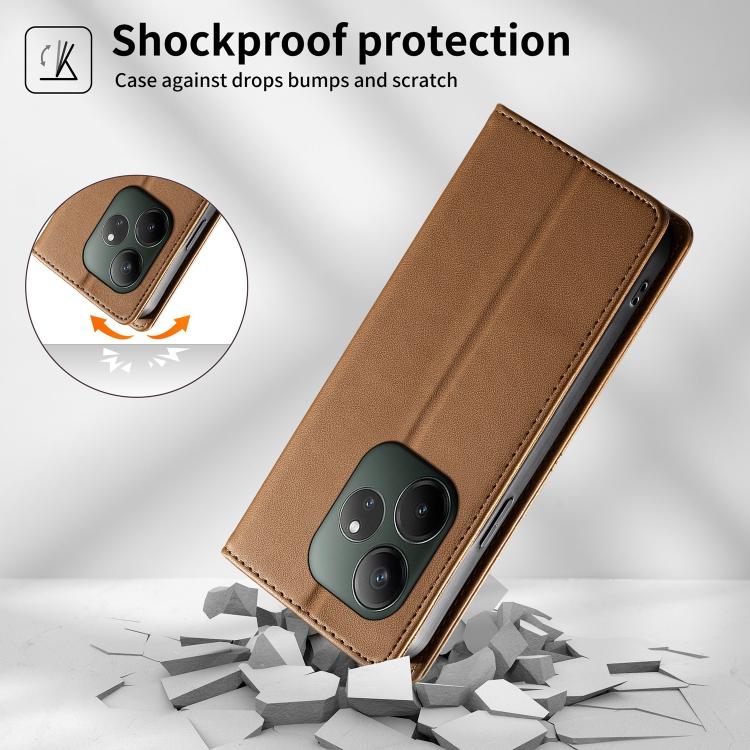 For Realme GT 6 / Realme GT 6T Stitched Line Magnetic RFID Vegan Leather Phone Case