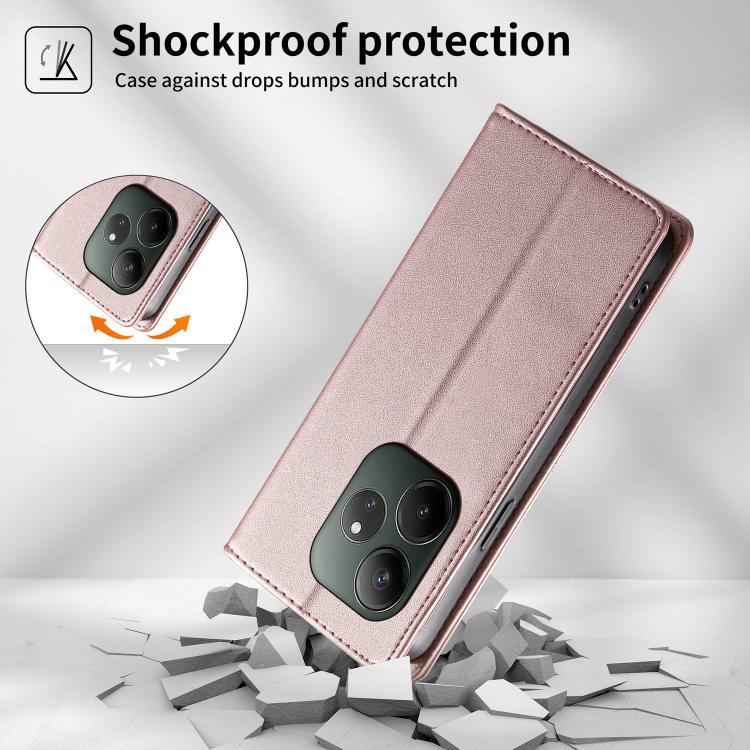 For Realme GT 6 / Realme GT 6T Stitched Line Magnetic RFID Vegan Leather Phone Case