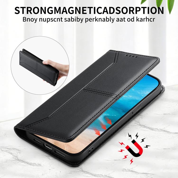 For Realme 16 5G Stitched Line Magnetic RFID Vegan Leather Phone Case