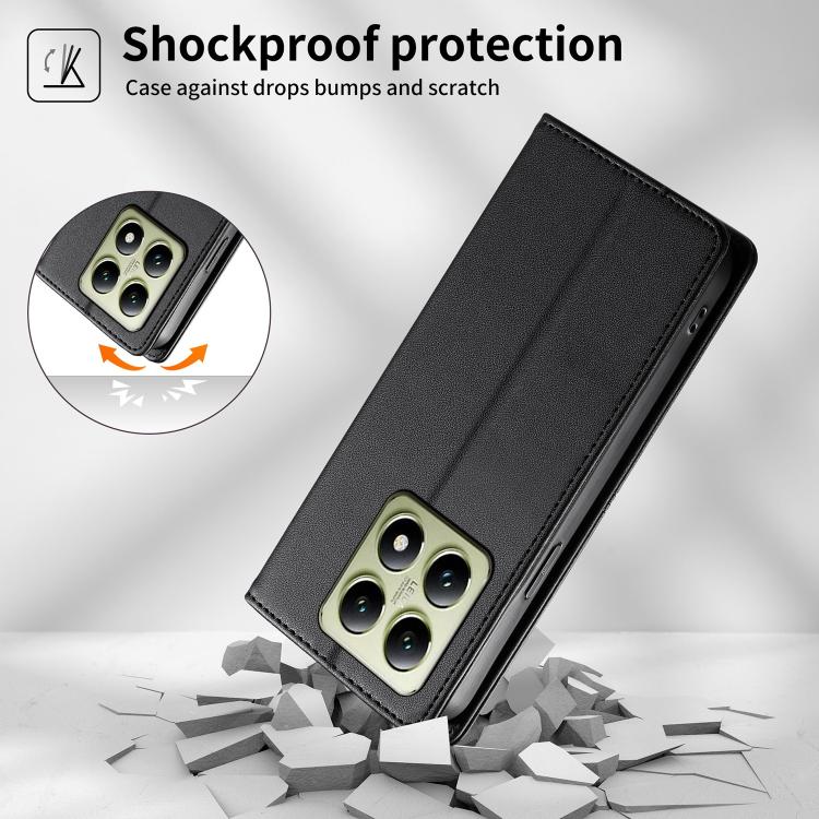 For Xiaomi 14T Stitched Line Magnetic RFID Vegan Leather Phone Case
