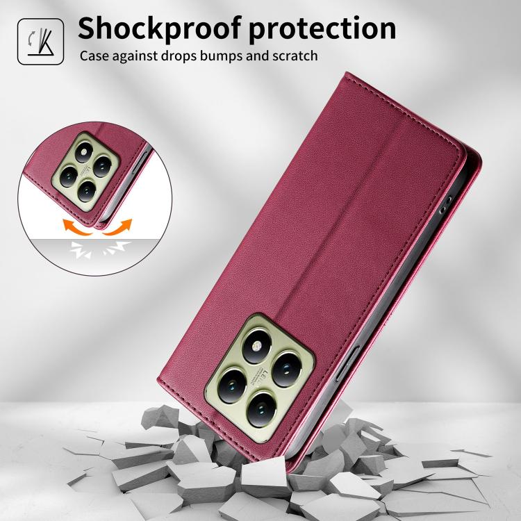 For Xiaomi 14T Stitched Line Magnetic RFID Vegan Leather Phone Case