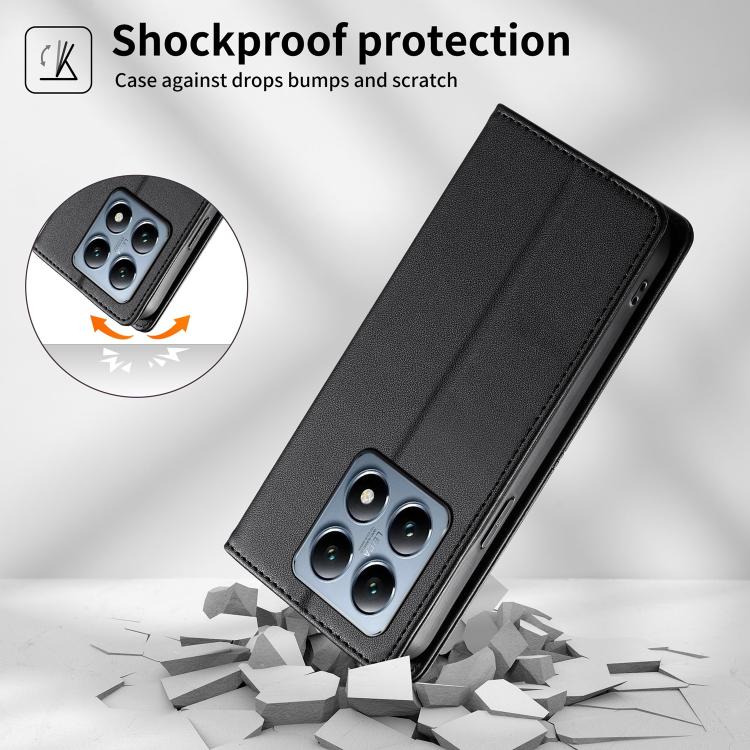 For Xiaomi 14T Pro Stitched Line Magnetic RFID Vegan Leather Phone Case