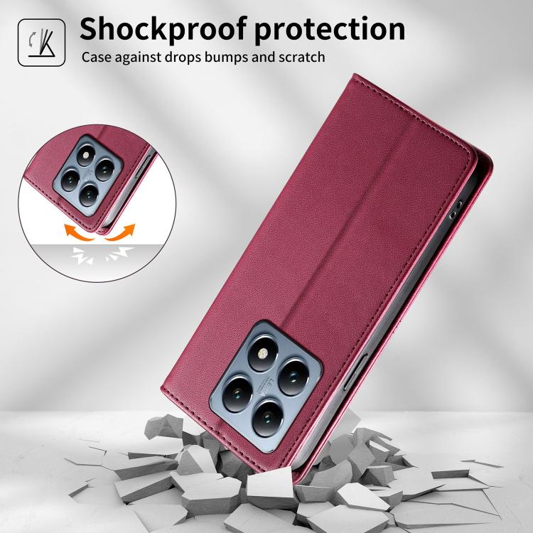 For Xiaomi 14T Pro Stitched Line Magnetic RFID Vegan Leather Phone Case