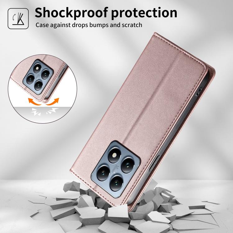For Xiaomi 14T Pro Stitched Line Magnetic RFID Vegan Leather Phone Case