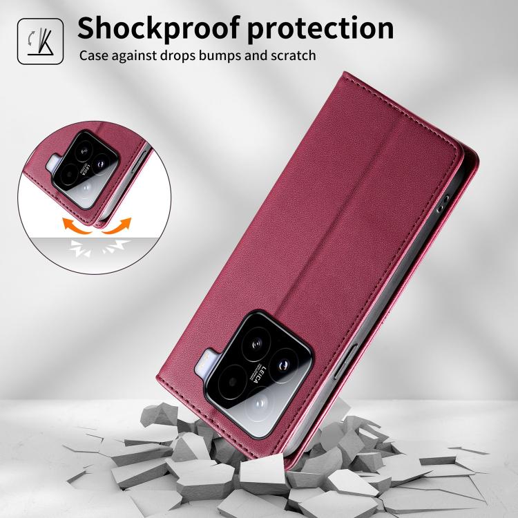 For Xiaomi 15 Stitched Line Magnetic RFID Vegan Leather Phone Case