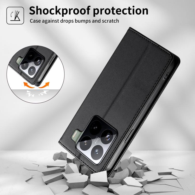 For Xiaomi 15 Pro Stitched Line Magnetic RFID Vegan Leather Phone Case