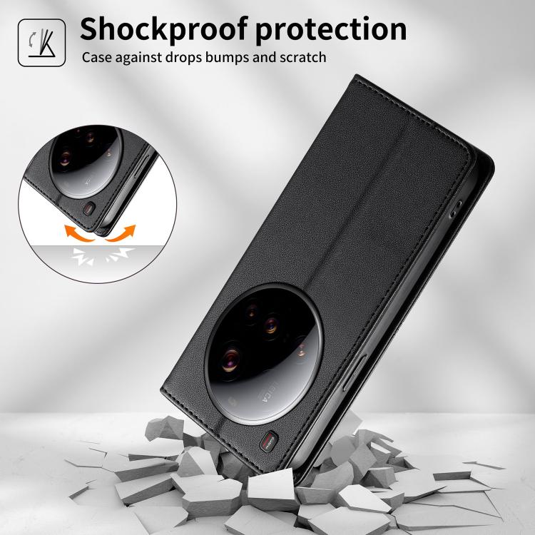 For Xiaomi 15 Ultra Stitched Line Magnetic RFID Vegan Leather Phone Case