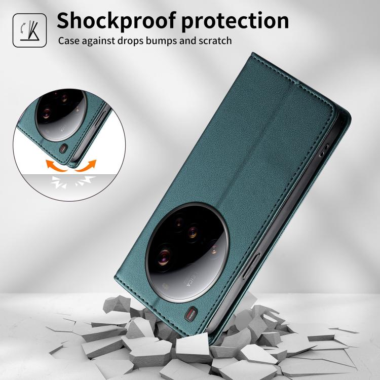 For Xiaomi 15 Ultra Stitched Line Magnetic RFID Vegan Leather Phone Case