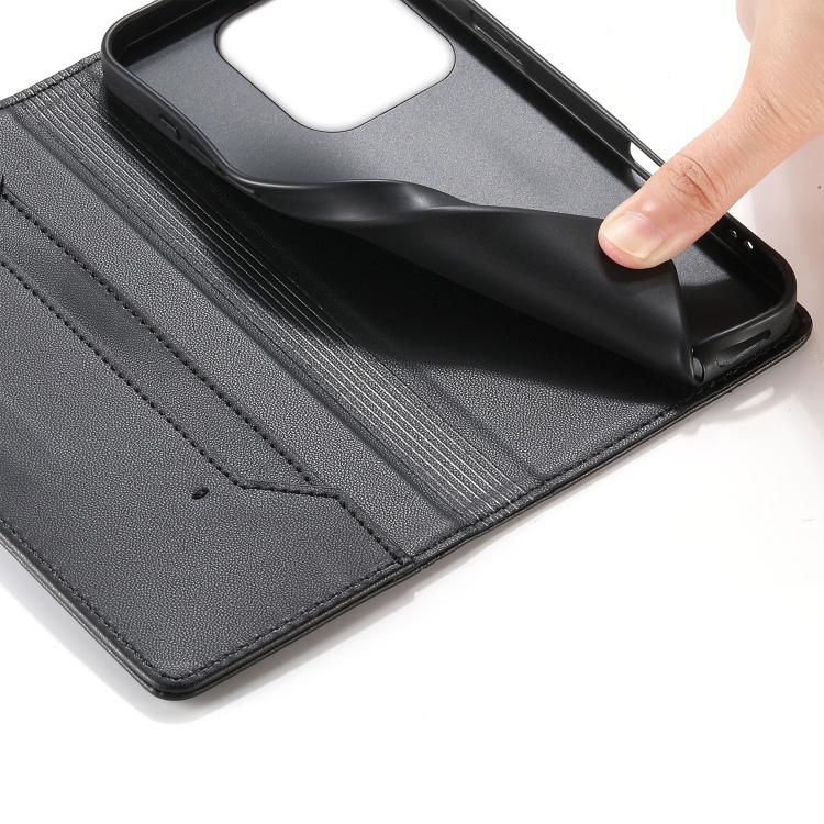 For Xiaomi 17 Stitched Line Magnetic RFID Vegan Leather Phone Case