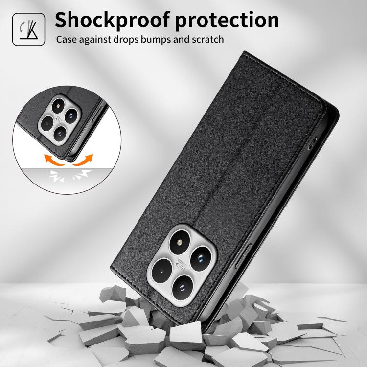 For Xiaomi 17 Stitched Line Magnetic RFID Vegan Leather Phone Case