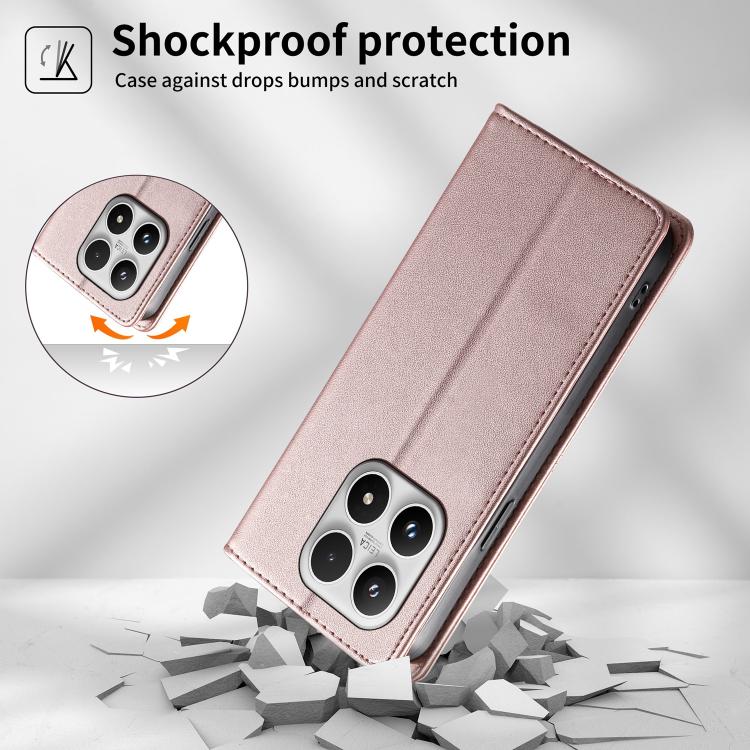 For Xiaomi 17 Stitched Line Magnetic RFID Vegan Leather Phone Case